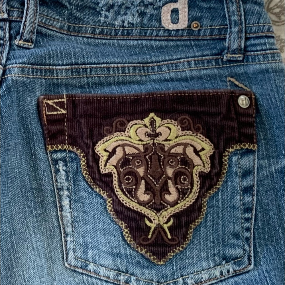 d. jeans Blue Denim with Brown Embroidery